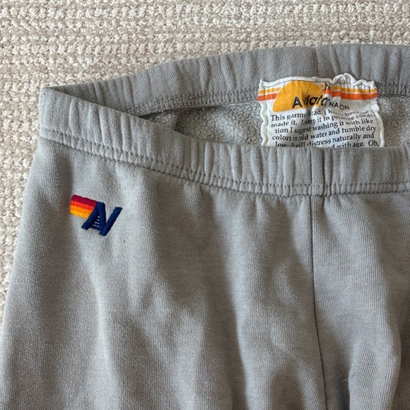 Aviator Nation Gray Track Pants with Red and Yellow Stripes - Picture 2 of 4